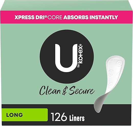 U By Kotex Clean &Amp; Secure Panty Liners, Light Absorbency, Long Length, 126 Count (Packaging May Vary)