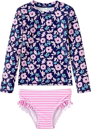 Umelok Toddler And Little Girls Rash Guard Sets With Bikini Bottoms Swimwear