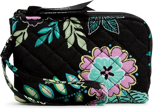 Vera Bradley Women'S Cotton Double Zip Id Case Wallet With Rfid Protection, Island Garden - Recycled Cotton, One Size