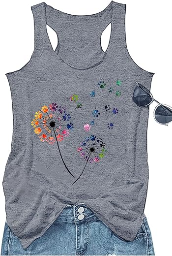 Vintage Mandala Graphic Tank Tops For Women Summer Beach Graphic Loose Tanks Vest Usa Flag Vacation Racerback Tank Cami