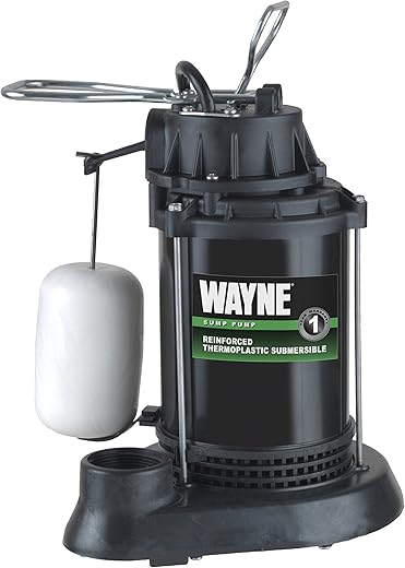 Wayne Spf50 Spf50-1/2 Hp Epoxy Coated Steel And Thermoplastic Submersible Sump Pump-Up To 4,300 Gallons Per Hour-Long Lasting And Durable Construction, No Size, Black