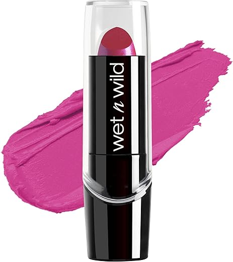 Wet N Wild Silk Finish Lipstick, Hydrating Rich Buildable Lip Color, Formulated With Vitamins A,E, &Amp; Macadamia For Ultimate Hydration, Cruelty-Free &Amp; Vegan - Fuchsia With Blue Pearl