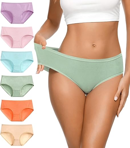 Women'S Cotton Bikini Panties, High-Cut Full Coverage Stretch Cool Underwear For Women