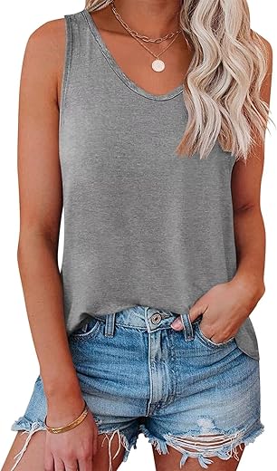 Women' S Sleeveless V Neck Tank Tops Summer Loose Fit Shirts