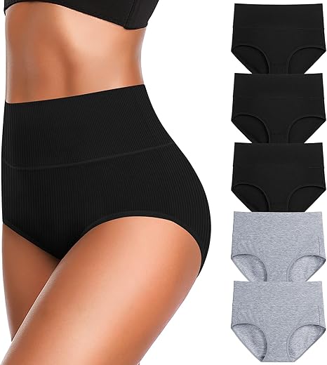 Womens Underwear High Waist Cotton Underwear Soft Underwear Super Stretchy Briefs Full Coverage Panties Women