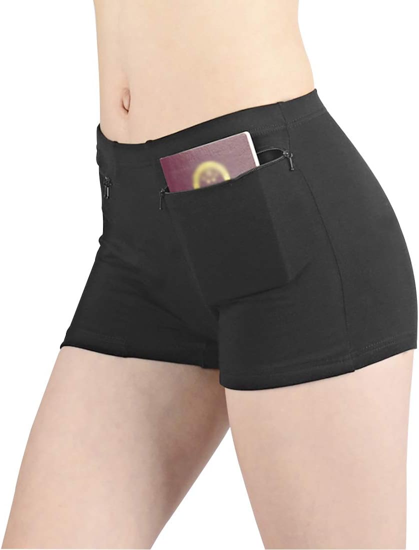 Women'S Underwear With Secret Pocket Panties, 2 Packs (Black)