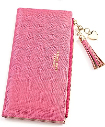 Womens Wallet Cute Elegant Long Slim Card Holder Case Minimalist Coin Purse Thin Tassels Zip Clutch Wallets For Girls Ladies