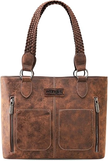 Wrangler Distressed Tote Bag For Women Western Purse Multi Pockets Handbags And Shoulder Bag