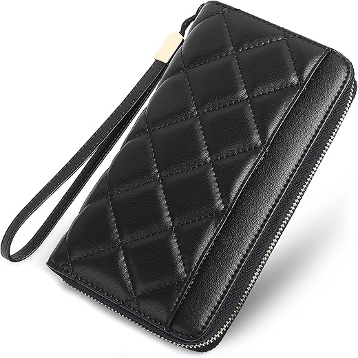 Wristlet Wallets For Women Large Capacity Multi Card Case Leather Bifold Clutch Rfid Blocking Credit Card Holder Ladies Phone Purse With Widened Zipper Pocket