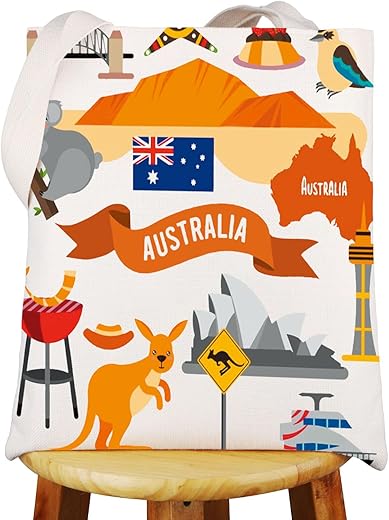 Wzmpa Australia Trip Tote Bag Australia Landmark Theme Gift Australia Sydney Opera Shoulder Bag Australia Travel Culture Gift