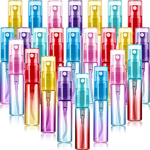 24 Pieces Mini Perfume Spray Bottles 4 Ml Colorful Glass Bottles Refillable Empty Container Fine Mist Bottles Portable Tube For Cleaning, Travel, Essential Oils, Perfume, 6 Gradient Colors