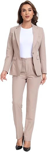 2 Piece Suits For Women Bussiness Professional Work Outfits Office Attire Slim Fit Dressy Blazer Jacket Pants Suit Sets