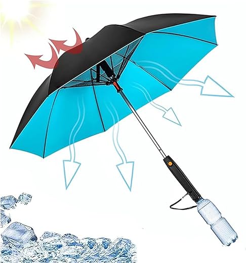 3 In 1 Umbrella With Fan And Mister - 2024 New Misting Umbrella With Fan, Fan Umbrella With Mister, Umbrella Misting Fan, Cooling Umbrella With Fan, For Fishing, Golfing, Patio, Sand（Bring A Bottle）