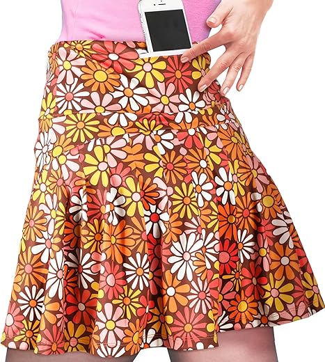 60S 70S Retro Outfit For Women Halloween Hippie Costume Boho Flower Tennis Skirt Outfit Dress For Party (Flower,Small)