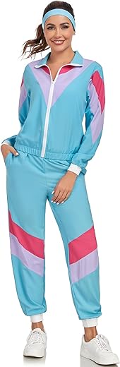 80S 90S Retro Windbreaker Set Women Workout Costume Outfit Track Suit For Women