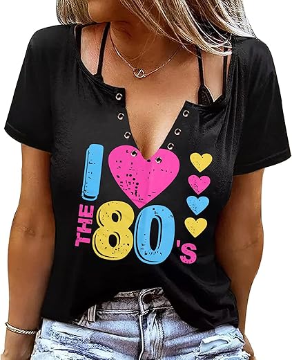 80S Outfit For Women I Love The 80'S Shirts Fashion 80S Themed Clothing For Birthday Party Gift