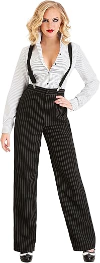 Adult Gangester Lady Costume Womens, Mobster Halloween Outfit, Black And White 1920'S Speakeasy Costume, Roaring 20S Attire