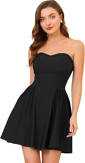 Allegra K Women'S Sexy Strapless Party Dress Sweetheart Neck Off Shoulder Sleeveless Mini Dress