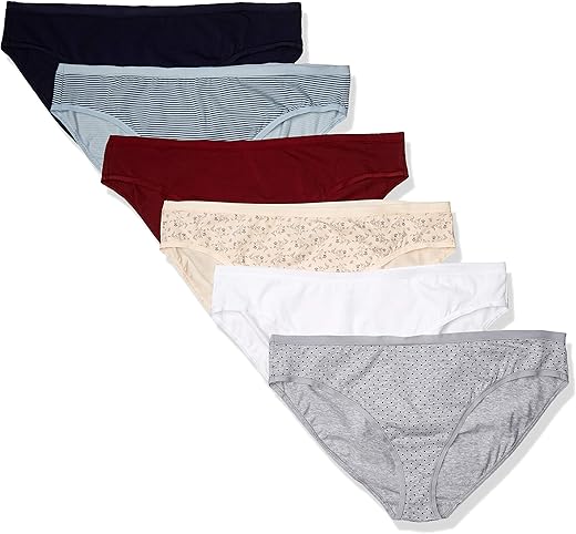 Amazon Essentials Women'S Cotton Bikini Brief Underwear (Available In Plus Size), Pack Of 6