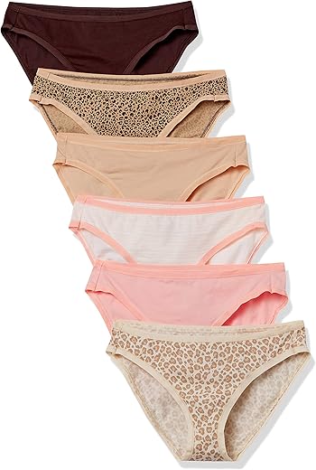 Amazon Essentials Women'S Cotton Bikini Brief Underwear (Available In Plus Size), Pack Of 6