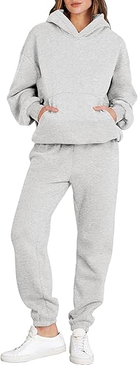 Anrabess Womens 2 Piece Outfits Lounge Hoodie Oversized Sweatshirt Jogger Sweatpants Y2K Tracksuit Sweatsuit Set Fall Clothes