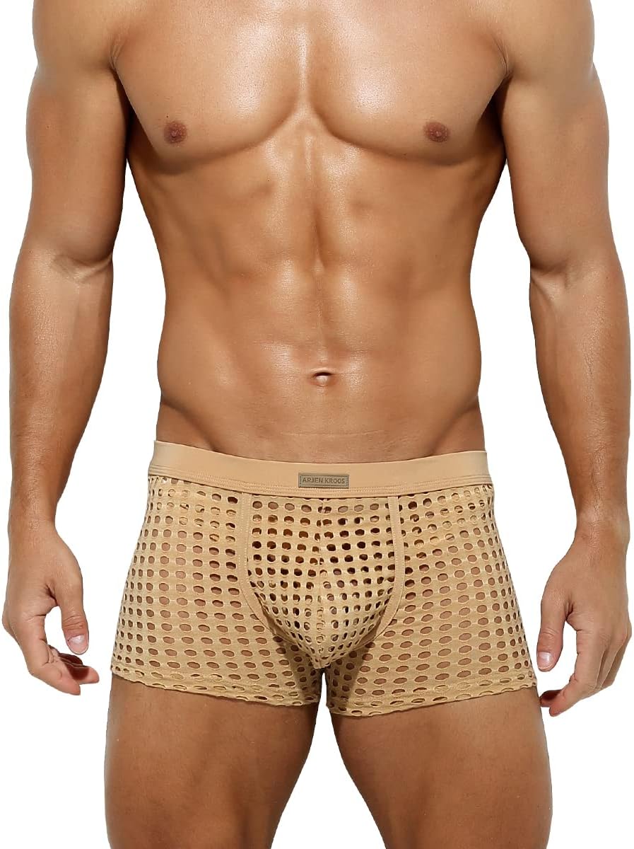 Arjen Kroos Men'S Sexy Underwear Mesh Breathable Boxer Briefs Soft Stretch Trunks