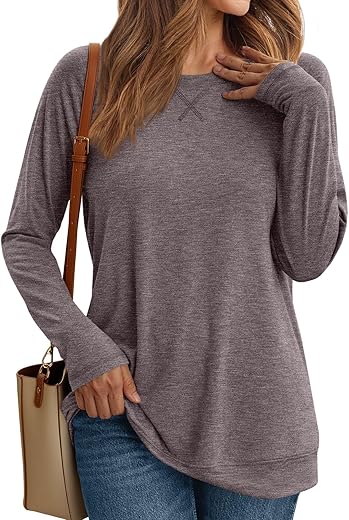 Automet Womens Long Sleeve Shirts Casual Loose Fit Tops Fall Fashion Dressy Basic Trendy Outfits Clothes 2024