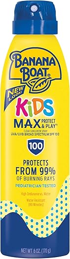 Banana Boat Kids Max Protect &Amp; Play Sunscreen Spray Spf 100, 6Oz | Clear Spray Sunscreen, Kids Sunscreen Spray, Kids Sunblock Spray, Kids Spray Sunscreen, Kids Sunscreen Spf 100, 6Oz