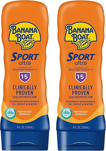 Banana Boat Sport Ultra Spf 15 Sunscreen Lotion Twin Pack | Banana Boat Sunscreen Spf 15 Lotion, Oxybenzone Free Sunscreen, Sunblock Lotion Sunscreen, Banana Boat Lotion, Water Resistant Sunscreen