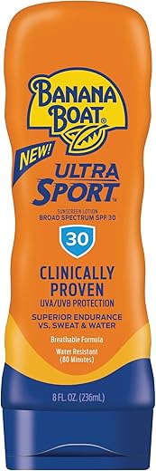 Banana Boat Sport Ultra Spf 30 Sunscreen Lotion, 8Oz | Banana Boat Sunscreen Spf 30 Lotion, Oxybenzone Free Sunscreen, Sunblock Lotion, Banana Boat Lotion, Water Resistant Sunscreen Spf 30, 8Oz