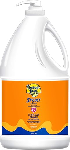 Banana Boat Sport Ultra Spf 50 Sunscreen Lotion, 128Oz | Bulk Sunscreen, Banana Boat Sunscreen Spf 50 Lotion, Oxybenzone Free Sunscreen, Banana Boat Lotion Sunscreen Bulk, 128Oz