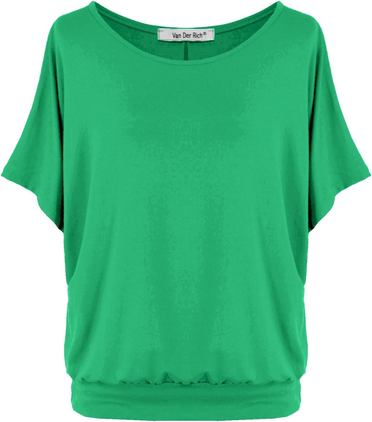 Batwing Tops For Women – Oversized Short Sleeve Boat Neck Top With Banded Waist