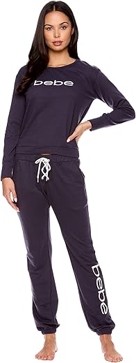 Bebe Womens Pajama Sets - French Terry Pajamas For Women With L/S Pullover Top And Pj Pants - Sleepwear For Women