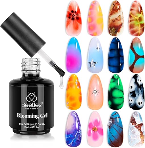 Beetles Nail Blooming Gel 15Ml Clear Uv Led Blossom Gel Polish For Spreading Effect Marble Natural Stone Watercolor Floral Print Soak Off Nail Gel Diy Nail Art Design Manicure Gift For Women