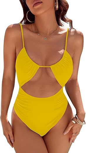 Blooming Jelly Womens One Piece Swimsuit Tummy Control Bathing Suit Sexy Flattering Cheeky High Cut Out Cute Ladies Swimwear