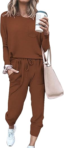 Bofell Lounge Sets For Women Two Piece Travel Outfits Sweatsuits 2 Piece Fashion 2024 Trendy Pajamas