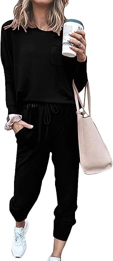 Bofell Lounge Sets For Women Two Piece Travel Outfits Sweatsuits 2 Piece Fashion 2024 Trendy Pajamas