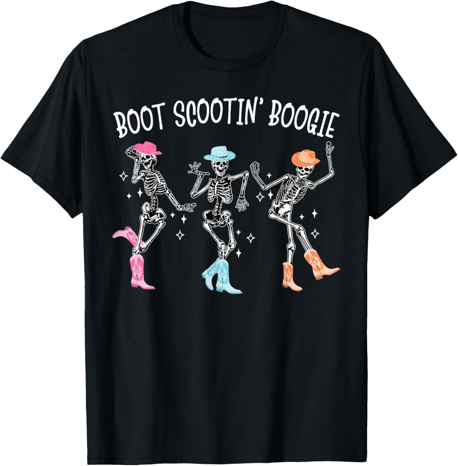 Boot Scootin' Boogie Retro Western Skeleton Dancing Cowboys T-Shirt