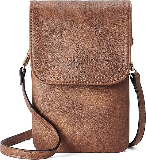 BOSTANTEN Leather Small Crossbody Bags for Women Designer Cell Phone Bag Wallet Purses Adjustable Strap