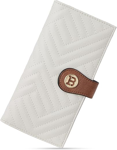 Bostanten Slim Wallet Women Leather Rfid Blocking Credit Card Holder Bifold Thin Wallet With Zipper Pocket Beige＆Brown