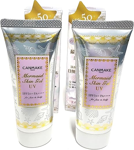 Canmake Tokyo Mermaid Skin Gel Sunscreen Uv Spf50# 01 Clear - Non-Greasy, Lightweight Sun Protection With A Dewy Finish, Size 40G (Pack Of 2)