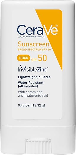 Cerave Mineral Sunscreen Stick Spf 50 | Broad Spectrum Spf + Hyaluronic Acid + Ceramides | Titanium Dioxide &Amp; Zinc Oxide Sunscreen | 100% Mineral Face Sunscreen Stick | Fragrance Free &Amp; Oil Free