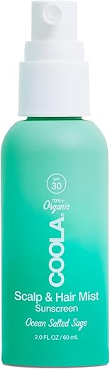 Coola Organic Scalp Spray &Amp; Hair Sunscreen Mist With Spf 30, Dermatologist Tested Hair Care For Daily Protection, Vegan And Gluten Free, Ocean Salted Sage, 2 Fl Oz