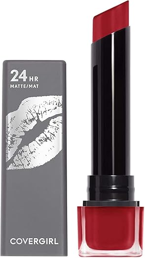 COVERGIRL Exhibitionist Ultra-Matte Lipstick, The Real Thing, 1 Count, Pack of 1, Lipstick, Red Lipstick, Long Lasting Lipstick, Matte Lipstick, No Cracking or Flaking, Increases Lip Moisture