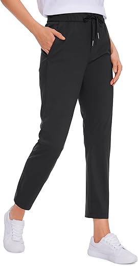 Crz Yoga Womens 4-Way Stretch Ankle Golf Pants - 7/8 Dress Work Pants Pockets Athletic Travel Casual Lounge Workout