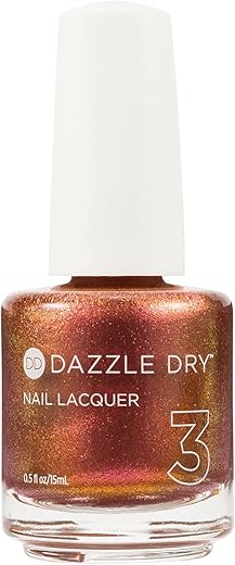 Dazzle Dry Nail Lacquer (Step 3) - Hey, Sexy! - A Shade-Shifting Pink Plum With Metallic Copper Shimmer. Full Coverage Metallic. (0.5 Fl Oz)