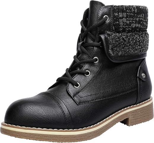 Dream Pairs Women’s Lace Up Combat Boots Low Heel Winter Ankle Booties