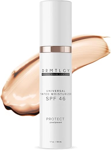 Drmtlgy Anti-Aging Tinted Moisturizer With Spf 46. Universal Tint. All-In-One Light Coverage Sheer Tinted Face Sunscreen With Broad Spectrum Protection Against Uva And Uvb Rays. 1.7 Oz