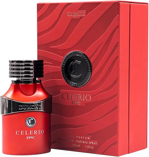 Dumont Celerio Epic Eau De Perfume Men - Fragrance Of Lemon &Amp; Fresh Fruits - Celerio Perfum Unisex Suitable For Men &Amp; Women - Long Lasting Cologne Mist &Amp; Body Spray, 3.4Oz (Red, 80% Vol)