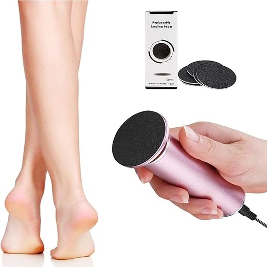 Electric Callus Remover, Ravifun Foot File Grinder Tool With Speed Controller And 60Pcs Replacement Sandpaper Disk For Men Women Dead Dry Crack Skin Calluses